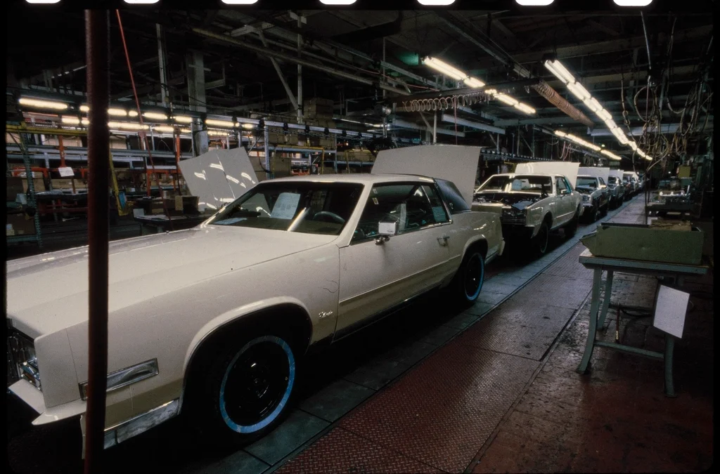 Automotive production line in a modern car manufacturing facility