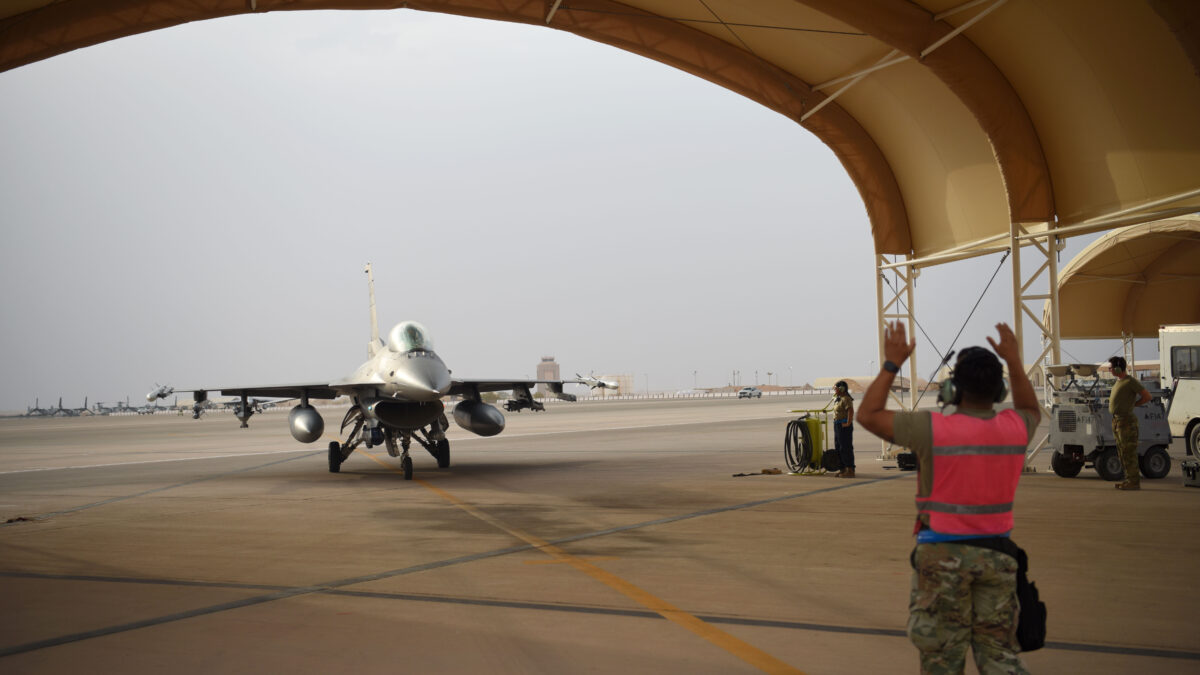 F-16 fighter jet on runway